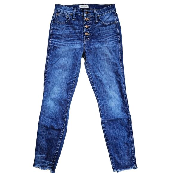 Madewell -1107 Blue Chewed-Hem Edition 10" High-Rise Skinny‎ Jeans Size 28 - Picture 2 of 10